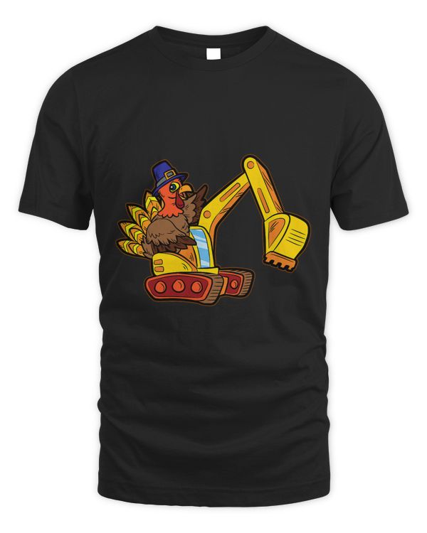 Turkey Riding Excavator Thanksgiving Day Funny Construction