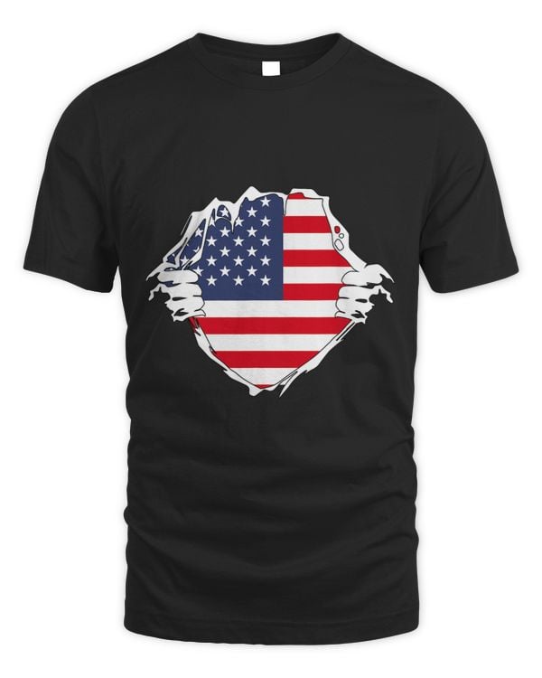 Two Hands Opening USA Flag Chest America Chest Flag