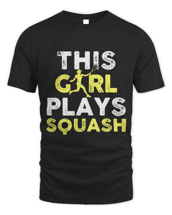 Womens Girl Plays Squash Ball Sports Indoor Tennis Court Trainer