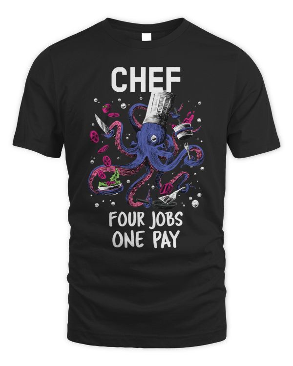 Funny chef octopus four jobs one pay cooking octopus