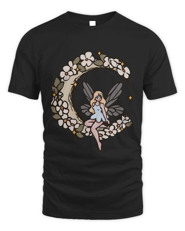 Fairy Tale Faerie Sitting in Crescent Moon