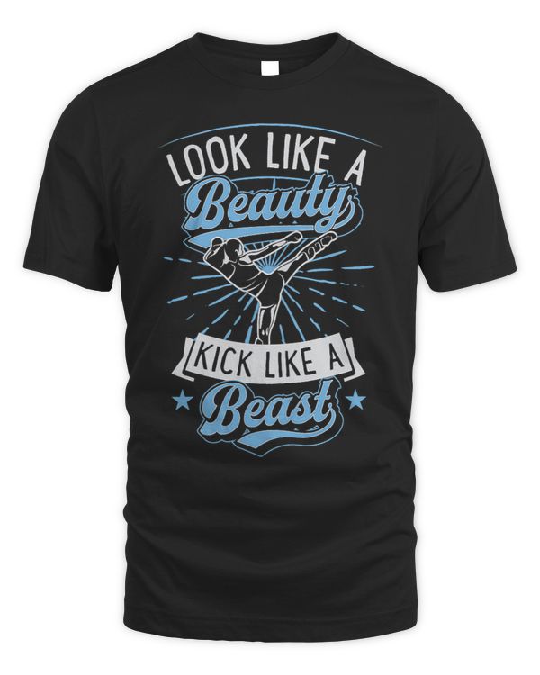 Womens Look Like A Beauty Hit Like A Beast Karate Kickboxing Girl 3