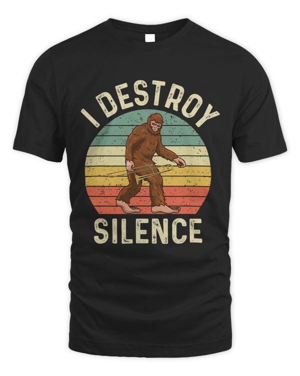 I Destroy Silence Funny Bigfoot Playing Trombone Men Boys