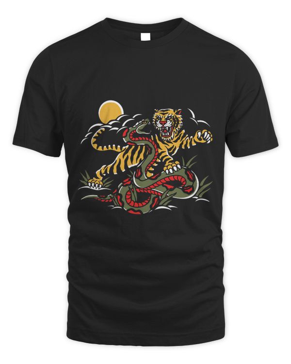 American Traditional Tattoo Old School Flash Tiger Snake