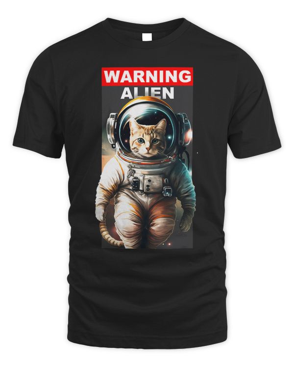 Cat with Spacesuit Astronaut Cat Warning Alien Cat