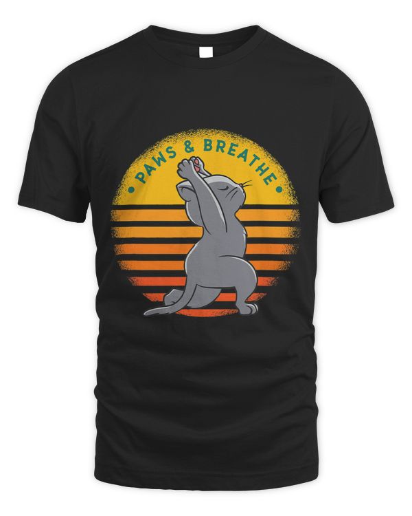Cat Yoga Paws Breathe Retro Sun Cute Saying Meditation