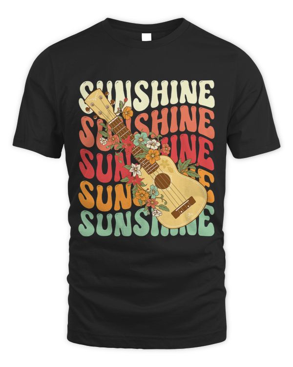 Ukulele Flower Aloha Hawaii Trendy Sunshine Retro Palm Trees