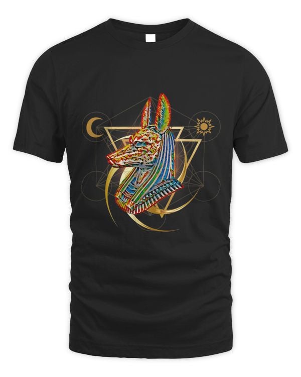 ANCIENT EGYPT Anubis head Pharaoh Geometry Moon Stars