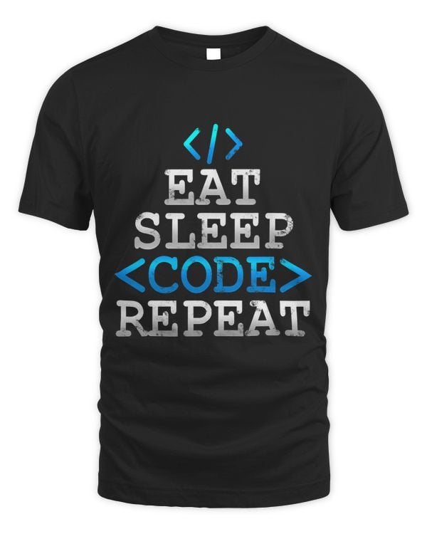 Funny Eat Sleep Code Repeat Computer Programmer Geek T Shirt