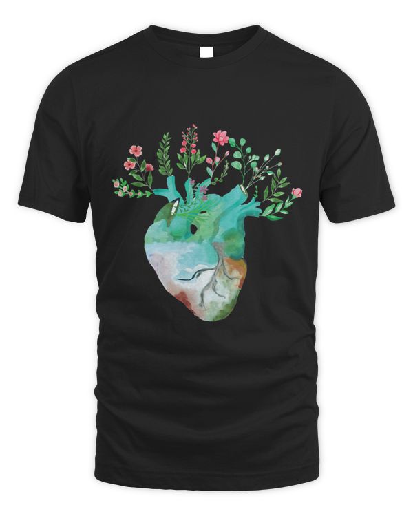 Spring Green Floral Anatomical Heart Flower Lover
