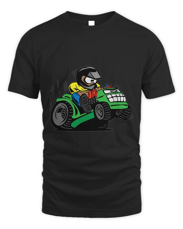 Funny Cartoon Riding Lawn Mower Racing Lawn Tractor