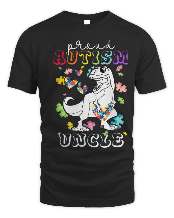 Proud Autism Uncle T Rex Dinosaur Puzzle Pieces Autistic