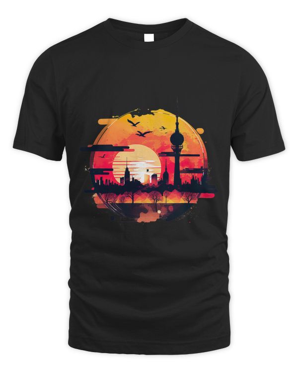 Berlin Skyline Sunset Retro Vintage