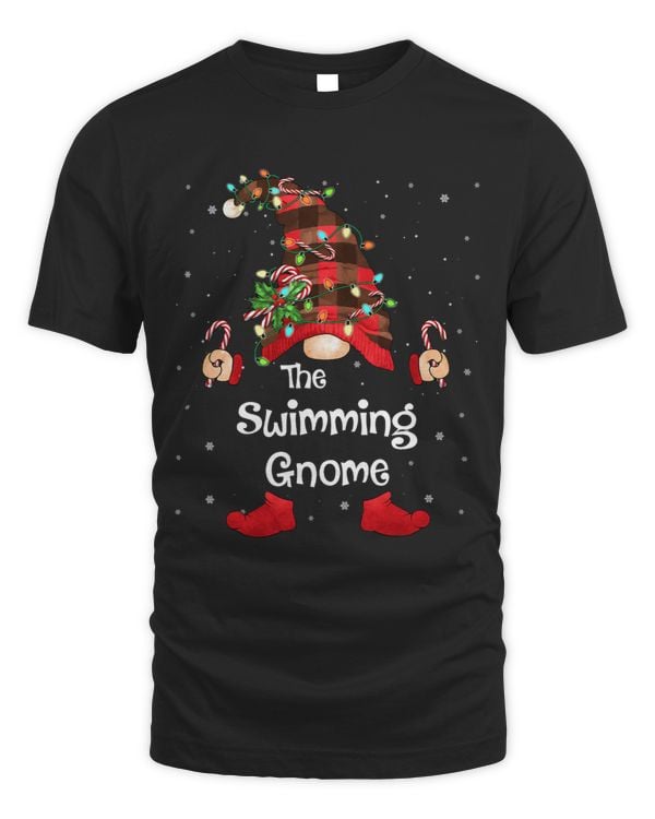 Swimming Gnome Buffalo Plaid Matching Family Xmas Pajama