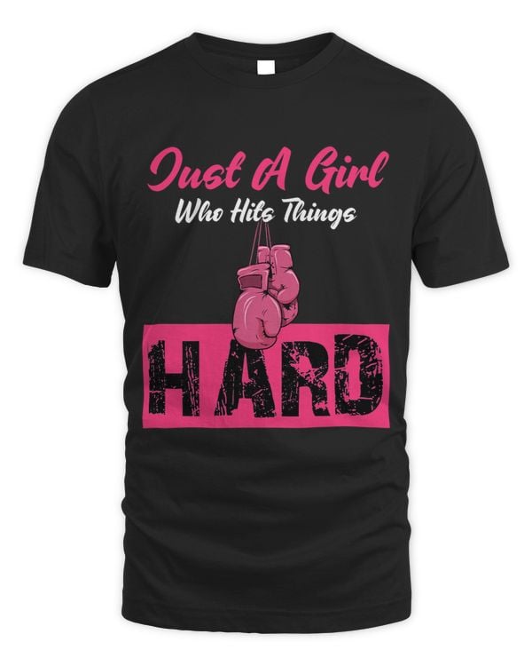 Womens Just a Girl who hit things Hard Vintage Boxer Boxing Gloves