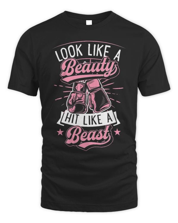 Womens Look Like A Beauty Hit Like A Beast Karate Kickboxing Girl 2