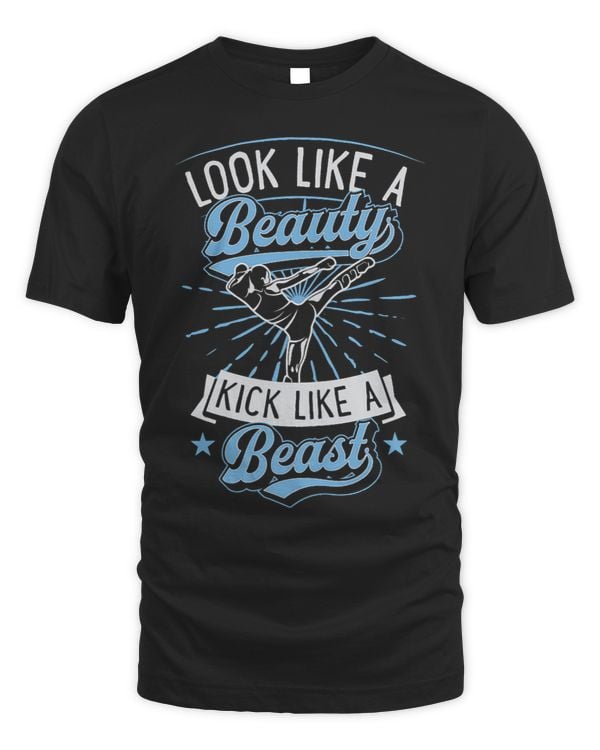 Womens Look Like A Beauty Hit Like A Beast Karate Kickboxing Girl 3