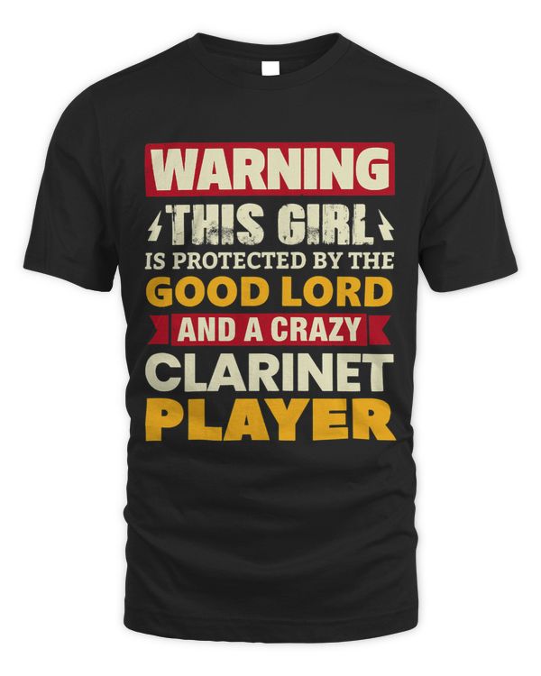Womens Warning Girl Is Protected By Clarinet Player Musician 3