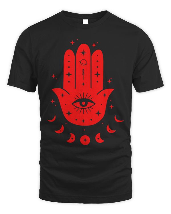 Hamsa Hand Moon Phase Red and Black Cute Evil Eye