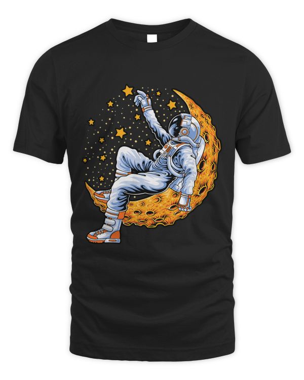 Cute Astronaut Sitting Moon Stars Astronaut Kids Men Women