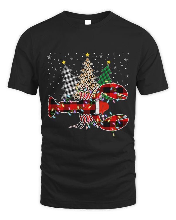 Funny Merry Christmas Lobster Animals Leopard Plaid Tree