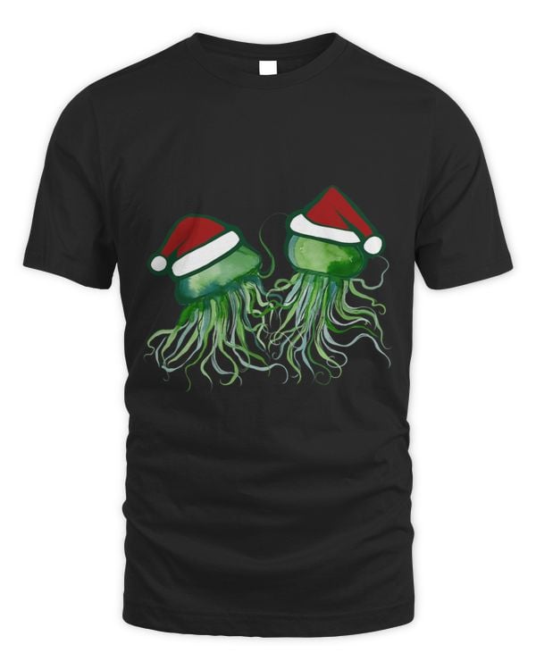 Fun Jellyfish Christmas santa hat art