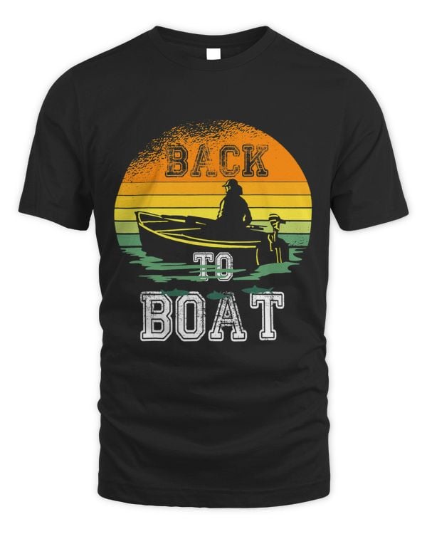 Back To Boat Fishing Retro Vintage Sun Boat Sunset