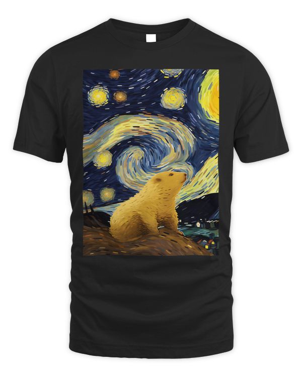 Golden Mole Starry Night Painting Men Women Kids