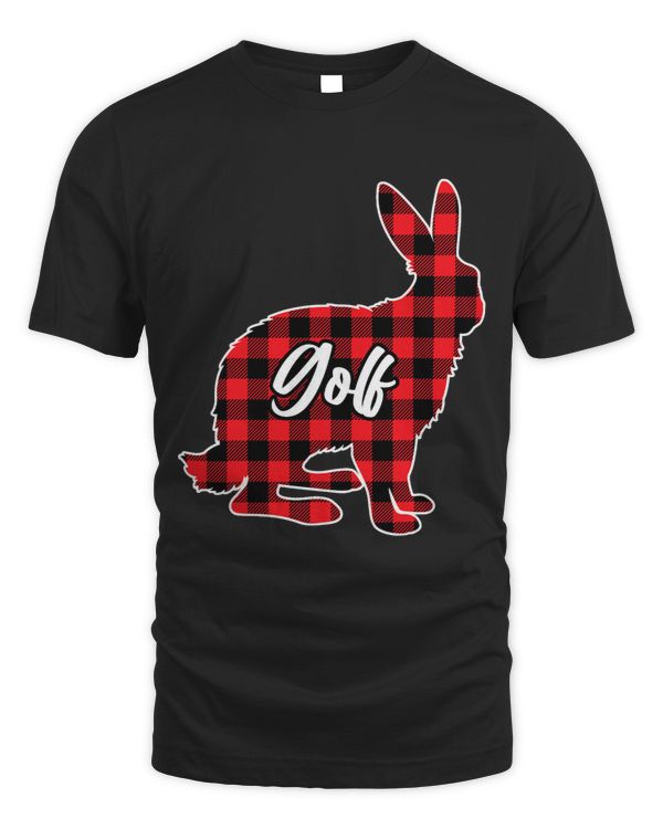 Golfer Easter Hare Rabbit Red Plaid Golf