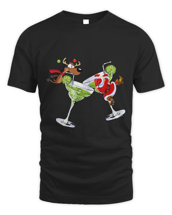 cute santa reindeer christmas martini drinker xmas