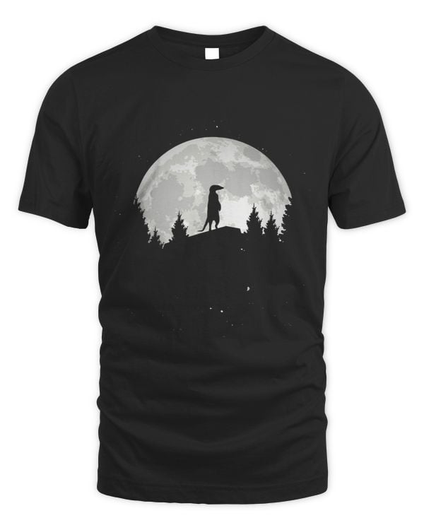 Great Meerkat In Front Of A Full Moon Mongoose Motif