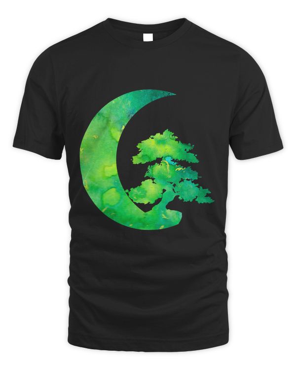 Green Crescent Moon and Bonsai