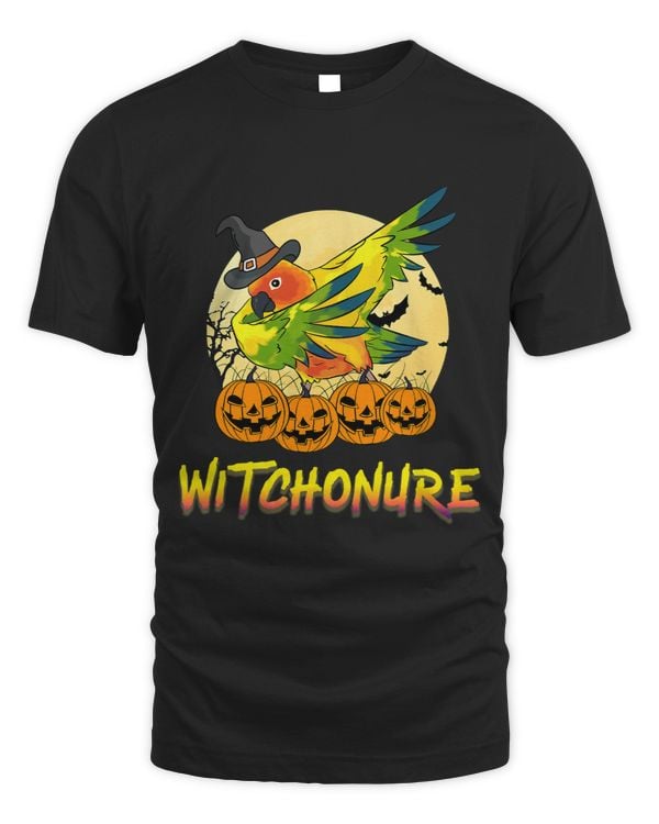 Funny Witch Sun Conure Dabbing Halloween Parrot Design