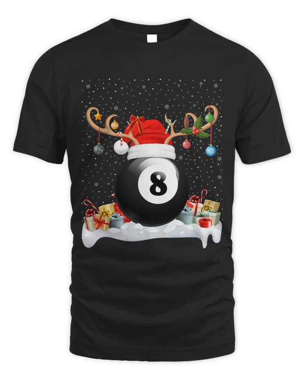 Funny Xmas Lighting Reindeer Santa Hat 8 Ball Pool Christmas