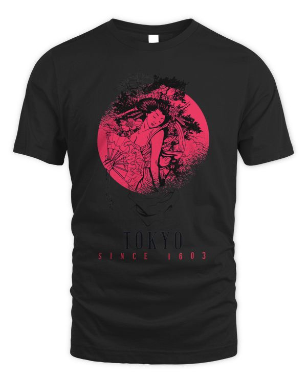 Geisha Girl Red Sun Japanese Design