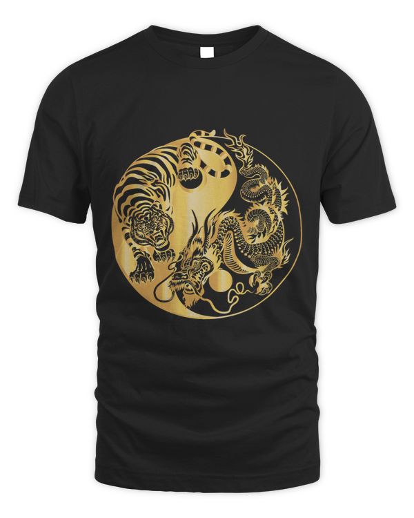 Tiger Gift Yin yang tiger dragon gold