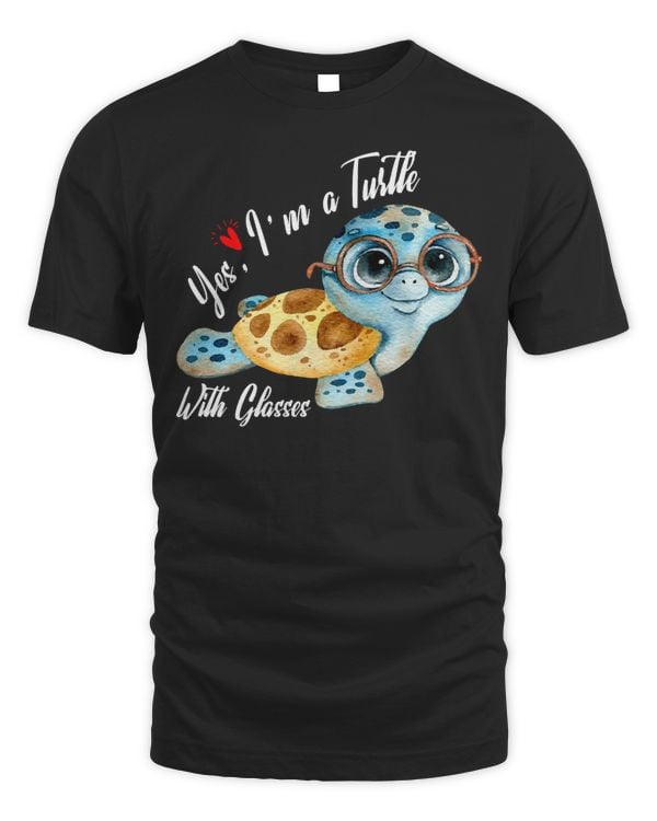 KV9 Turtle Yes Im A Little Turtle With Glasses Dark