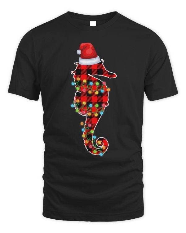 Seahorse Lover Merry Christmas Buffalo Red Plaid Seahorse Animals Pajama