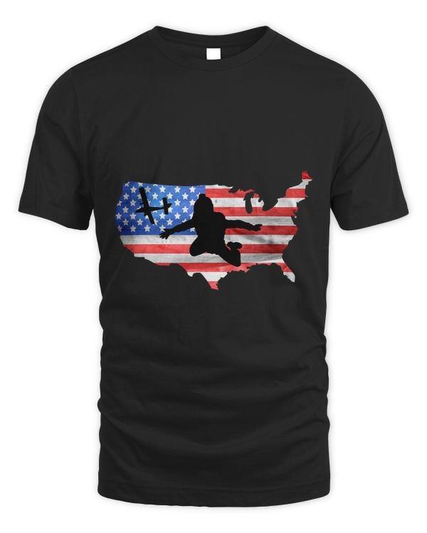 Skydiving Gift USA Flag Skydiving American Flag Skydiver Tee