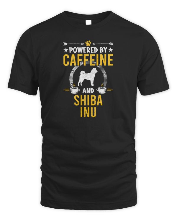 Powered By Caffeine and Shiba Inu Dog Lovers Long Sleeve T-Shirt