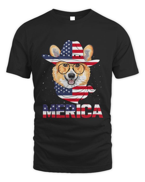 Corgi 4th of July Merica Corgi Dog USA Flag Independence Day Gift2588 T-Shirt