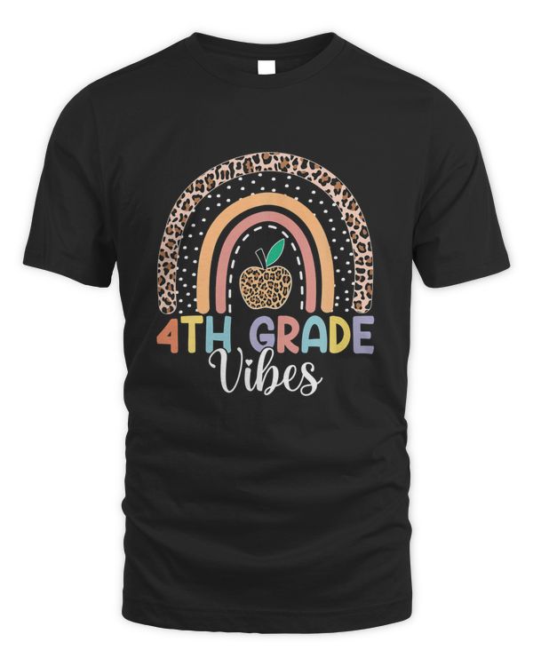 Cute Fourth Grade Vibes Back To School Rainbow Leopard Print