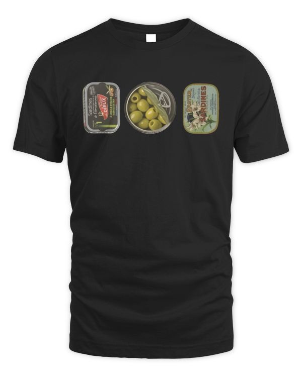 Tin Fish Y2K T-Shirt, Sardines Olive Shirt, 90s Downtown Girl Aesthetic, Seafood Collage, Coastal Shirt