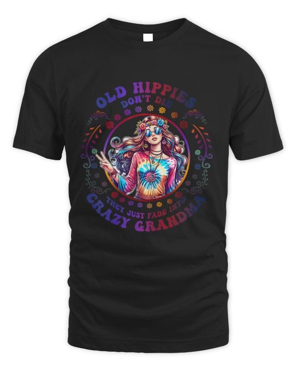 Womens Old Hippies Don't Die Fade Into Crazy Grandmas V-Neck