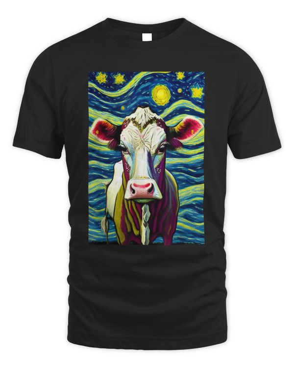 Cow Farm Funny Heifer Cattle Farmer In Van Gogh Art Style Cow Farm Funny Heifer Cattle Farmer In Van Gogh Art Style