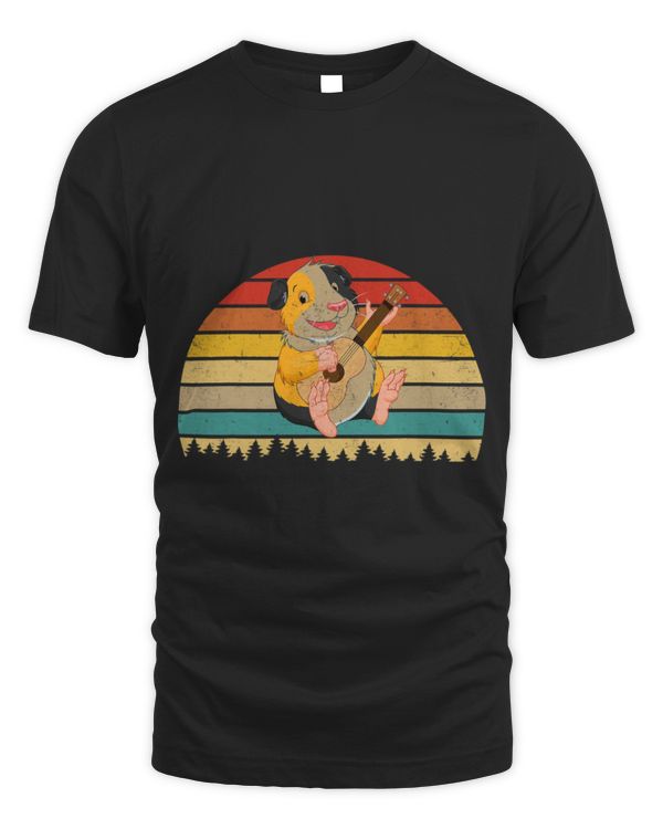 Funny Guitar GP Guinea Pig Vintage Retro Guinea Pig Playing Guitar Guitarist Lover