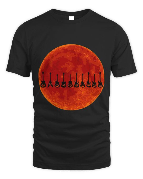 Funny Guitar Halloween Jack OLantern Guitars With Full Moon Men Women Guitarist