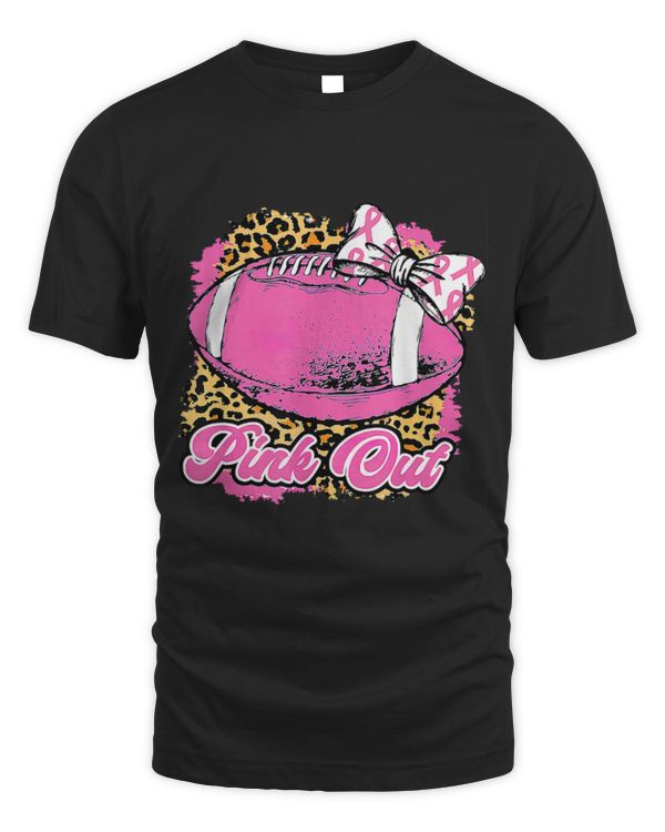 Sport American Football Survivor Pink Out Football Tackle Breast Cancer Warrior Girls Leopard