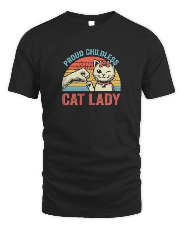 Proud Childless Cat Lady Vintage Democrat Cat Lovers
