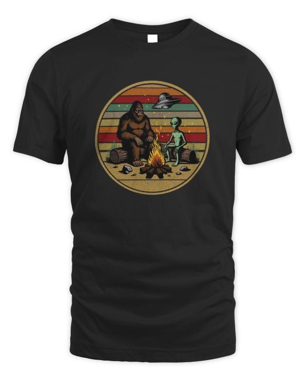 Funny Bigfoot And Alien Playing Guitar Bigfoot UFO
